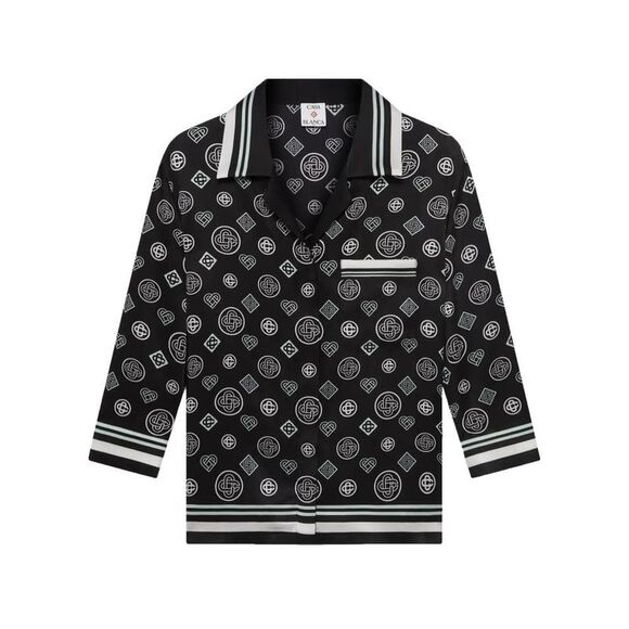CASABLANCA Casa Blanca Silk Printed Pajama Shirt Women BLACK Shirts